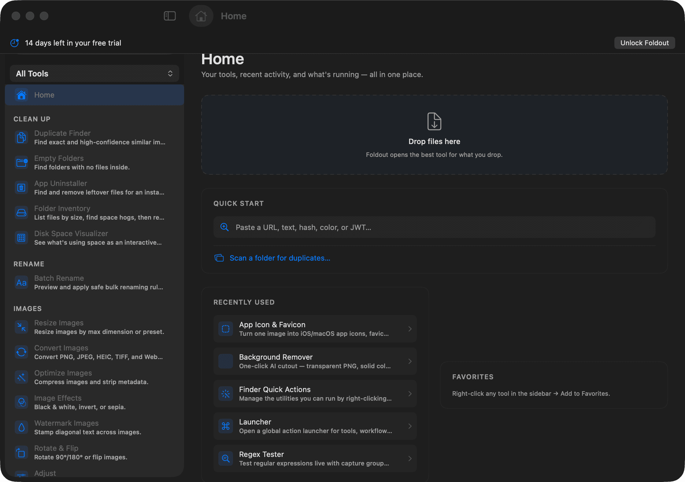Foldout — the whole macOS toolbox in one window