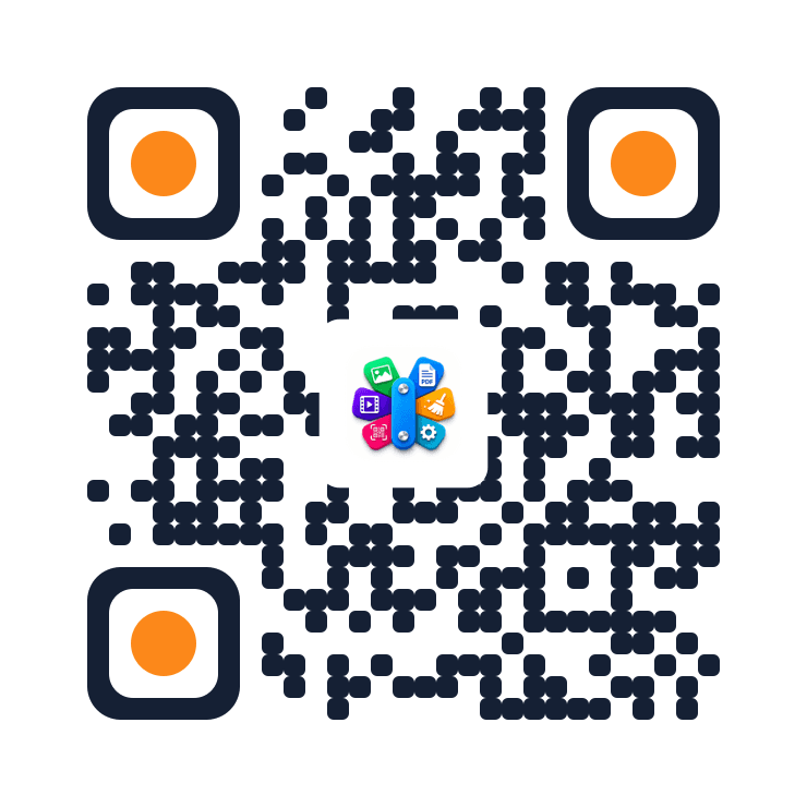 QR code with centered Foldout logo generated by Foldout QR Code Generator