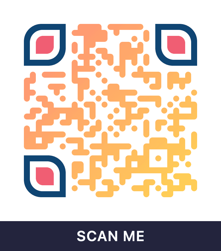 Captioned gradient QR code generated by Foldout QR Code Generator