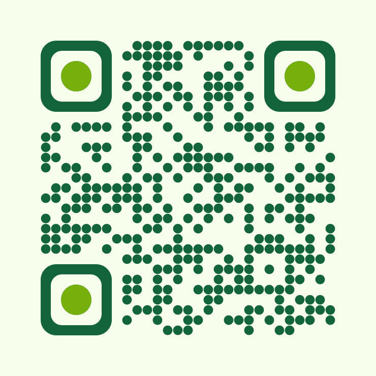 Green circular QR code generated by Foldout QR Code Generator